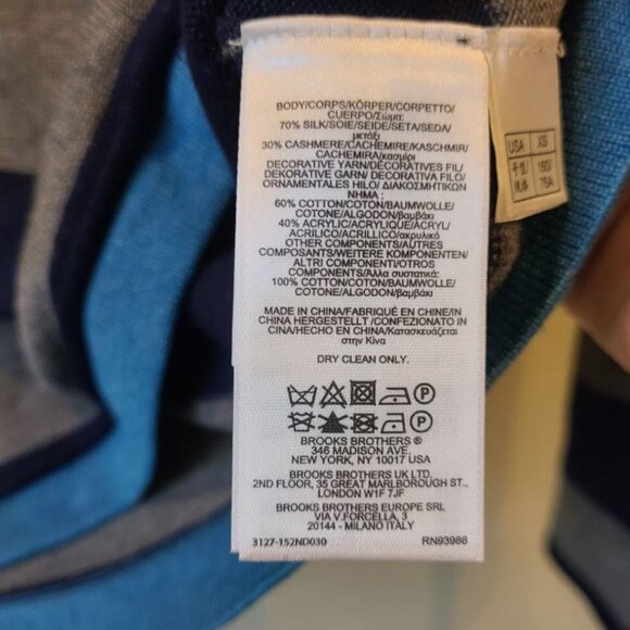 Brooks Brothers Women Silk Cashmere Striped Floral Embroidered Pullover Sweater - Picture 9 of 9